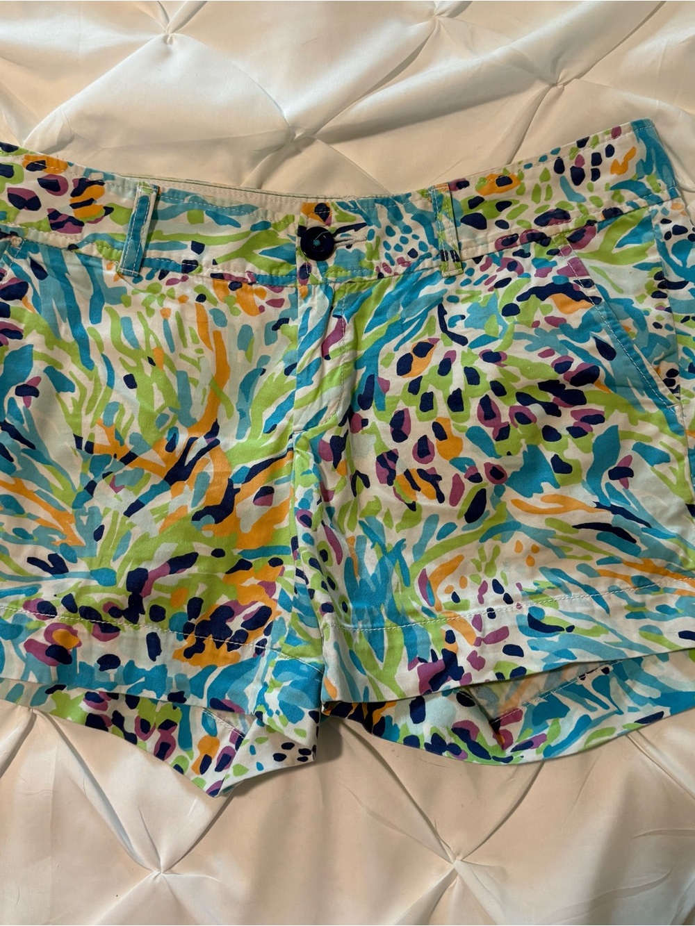 Lilly Pulitzer Callahan Chino Shorts, Multicolored Abstract Print, Size 4